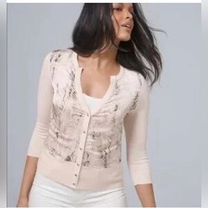 White House Black Market Elegant Pink Cardigan Sweater